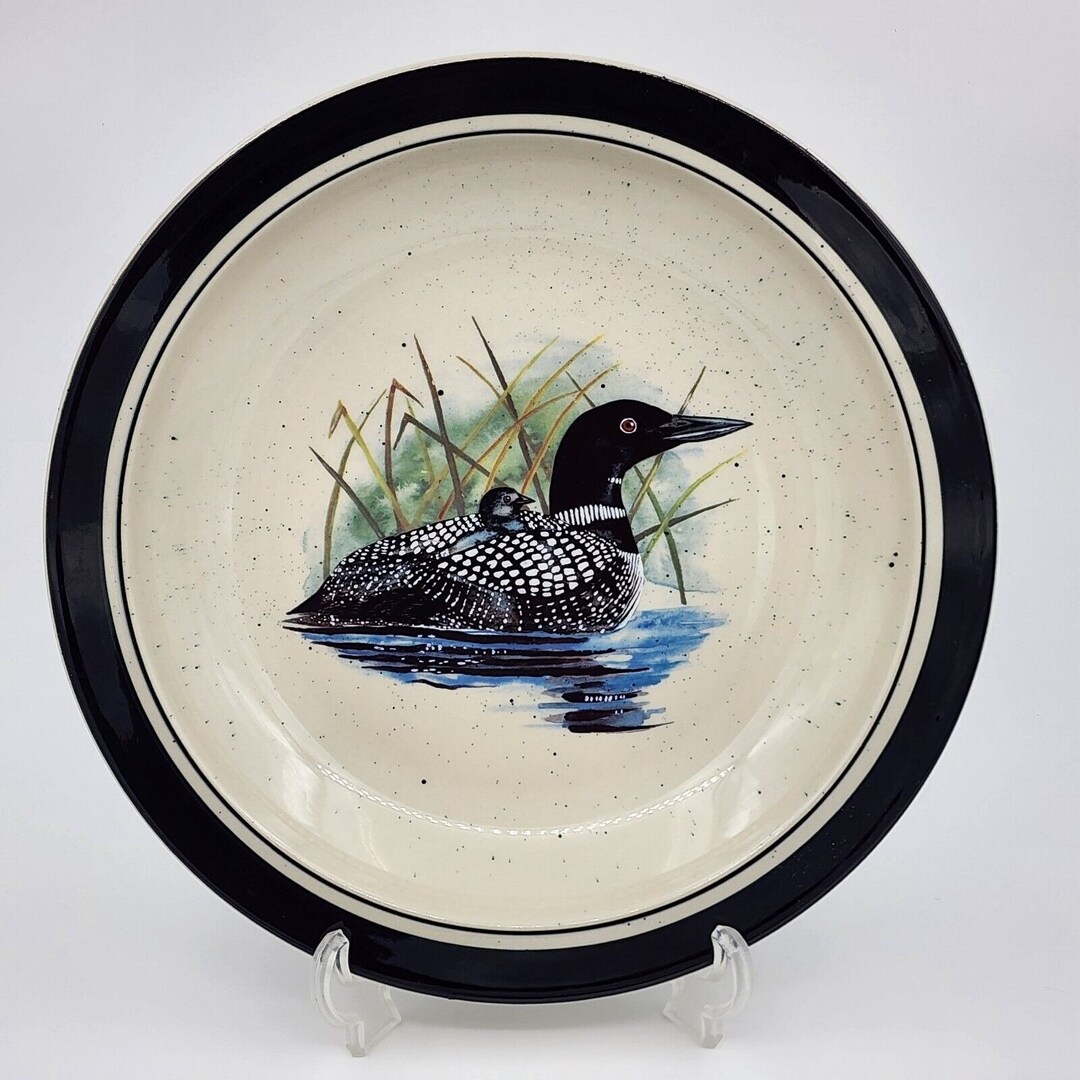 Rare Folkcraft Stoneware Loon Lake by Scotty Z Chop Plate Etsy