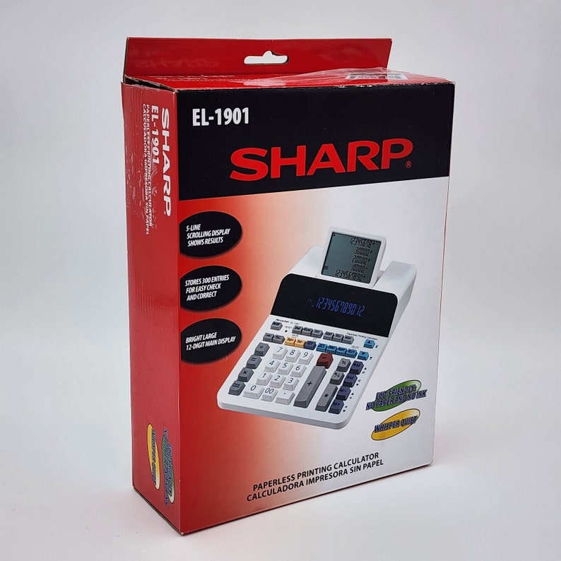 Sharp EL1901 Paperless Printing Calculator With Check and Etsy
