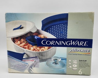 vintage CorningWare Français White Micro-ondes Cook-It-All Set 2 1/2 Qt - 6 pièces