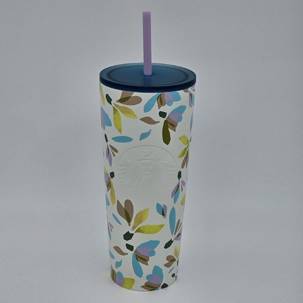 Starbucks 2023 Snowdrop Cold Cup Spring Release Steel White Floral Tumbler 24 oz