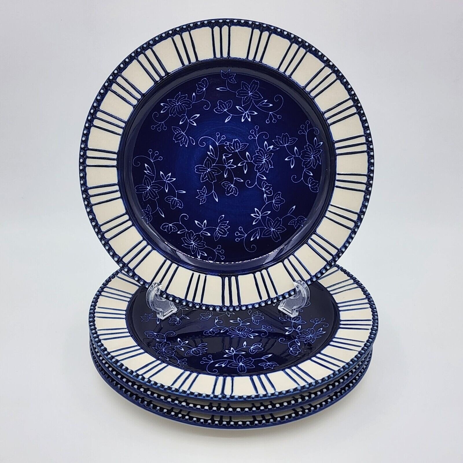 Find a good store TEMP-TATIONS Set Of 4 Floral Lace Blue 10&rdquo; Dinner
