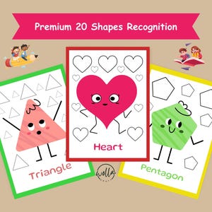 20 Shapes Recognition Worksheets for Kids |  Printable Shape Activities | Preschool & Kindergarten Learning PDF | Digital Download