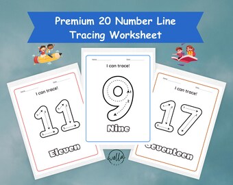 20 Number Tracing Worksheets for Kids | 1-20 Printable Math Practice, Preschool Kindergarten Homeschool PDF | Digital Download