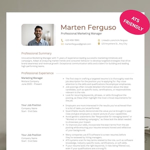 ATS Friendly Resume for Marketing Profession | Digital Marketing Resume | Modern CV Template | Word and Canva | Modern ATS Resume