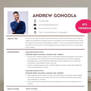 Modern Resume Template with Photo | Editable Resume | Ats Friendly Cv | Modern Curriculum Vitae | MS.Word and Canva