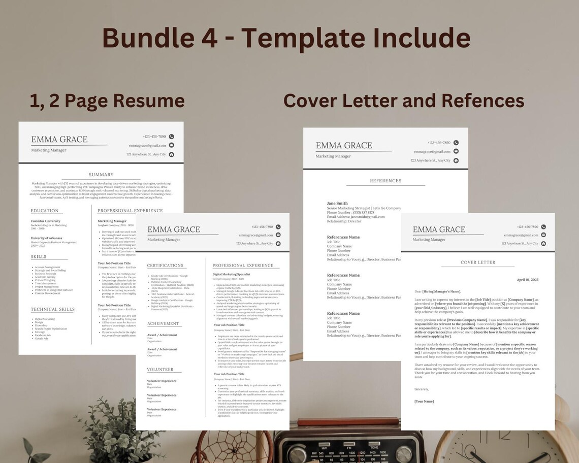 ATS Resume Template | Modern CV | Editable Resume | Marketing Managers ...