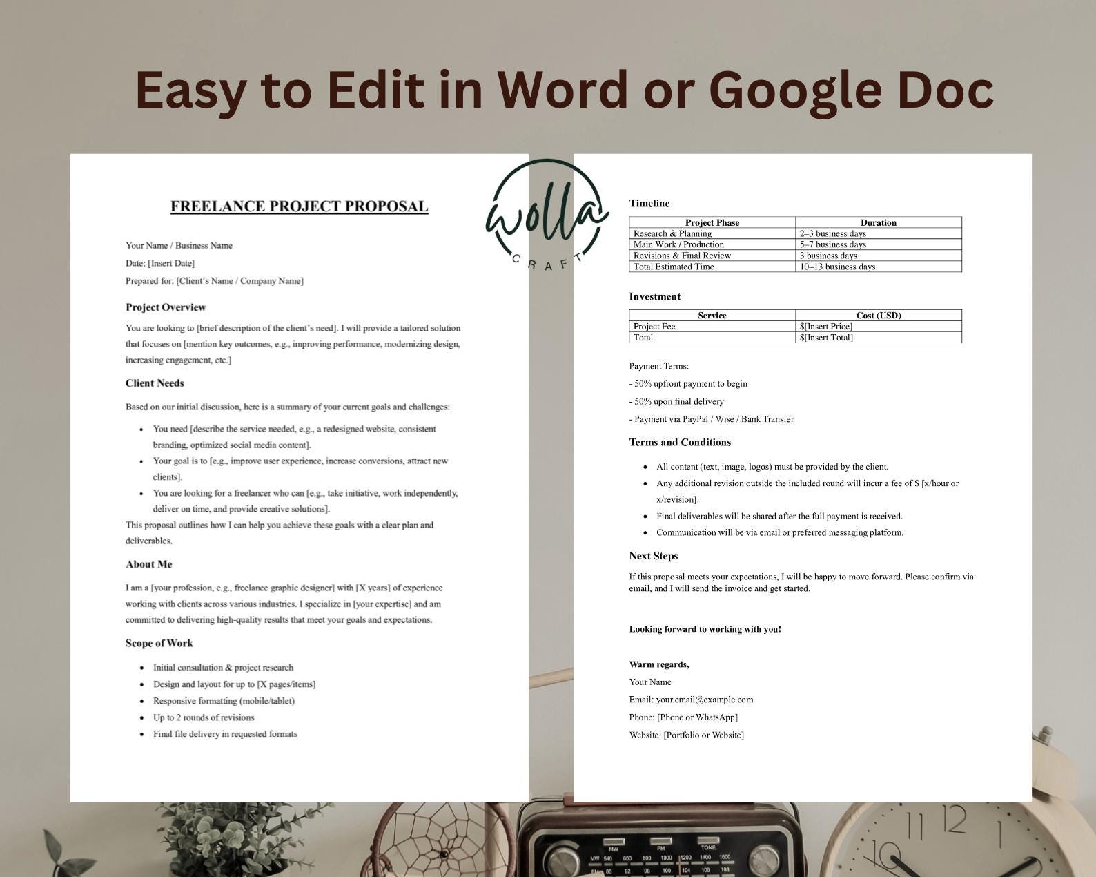 Winning Freelance Project Proposal Template | Editable Word & Google ...