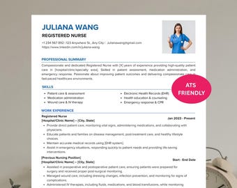 Nurse Resume Template Editable | New Grads | Modern & ATS-Friendly RN CV | Easy to Edit Word Canva | Modern Nurse Resume | Experienced Nurse