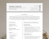 ATS Resume Template | Modern CV | Editable Resume | Marketing Managers | 2-Page CV | Word & Canva | Cover Letter + Instant Access