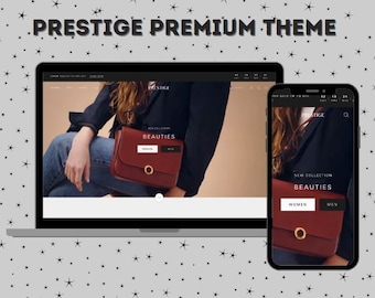 Prestige Premium Shopify-themasjabloon - Website-ontwerpsjabloon - Elegante websitesjabloon, esthetische Shopify-website - Shopify-thema's