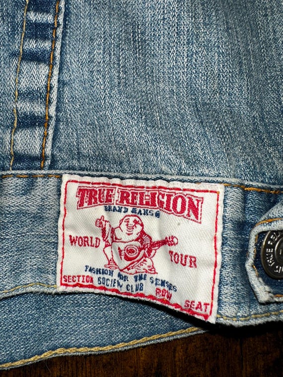 ジャケット・アウター 00s true religion patchwork denim jacket Vintage 00's True Religion Patchwork Denim Jacket Size L - Etsy