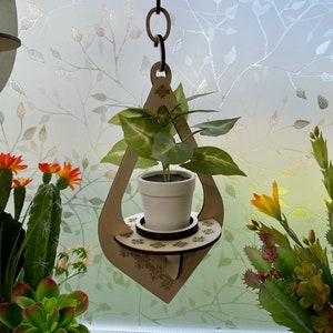 Colgador de plantas Planta de aire azteca/colgador de velas Archivo cortado con láser Descarga digital SVG DXF LBRN2 Decoración de ventana de regalo Madera Glowforge Lightburn listo