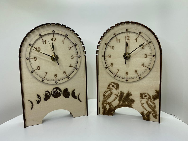 Wooden Desk Clock Digital Download 2 Designs owls & Moon Etsy