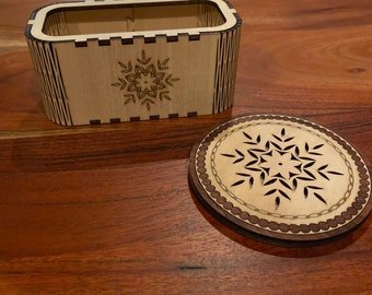 Wood Inlay Coaster Set with Tray Gift Laser cut file Digital Download SVG DXF Lightburn Glowforge Boho  Mid-Century Modern Farmhouse Gift