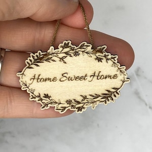 Home Sweet Home Sign Scalable to any size Botanical Dollhouse Sign Lightburn ready  SVG  DXF LBRN2 Glowforge laser cut file instant download