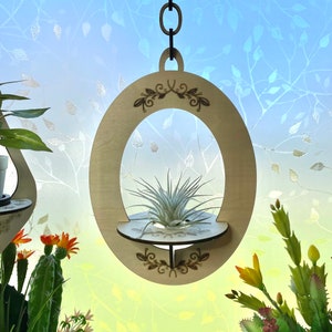 Plant and LED candle Hanger Oval Floral Laser Cut File Digital Download  SVG DXF LBRN2 Window Decor Glowforge Lightburn Ready