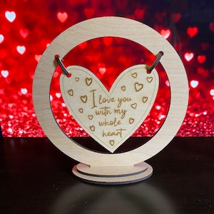 I love you with my whole heart Ornament and stand | Digital Download | Glowforge | Laser cut and engraving files | Lightburn ready SVG & DXF