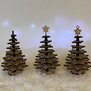 3D Freestanding Wooden Christmas Tree and 3D Christmas Tree Ornament Laser cut file Digital Download SVG DXF Lightburn Glowforge Farmhouse
