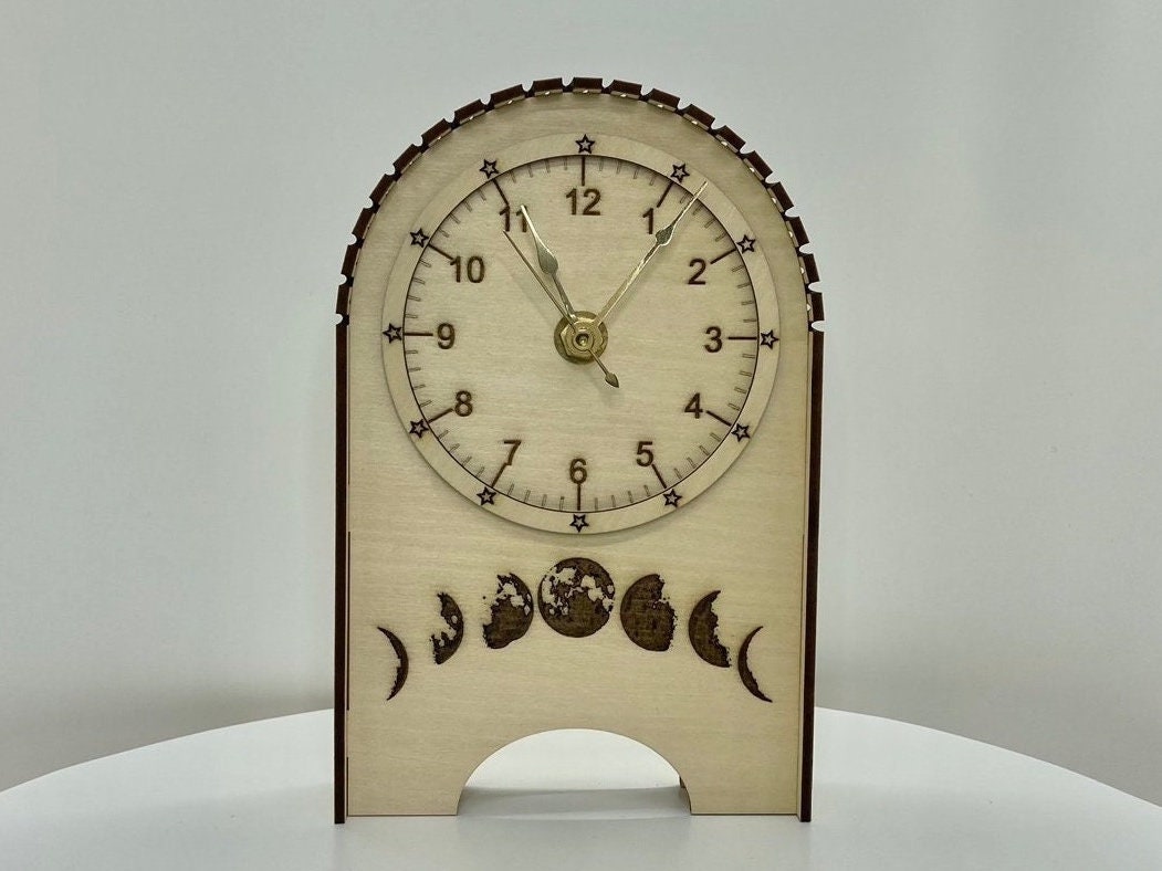 Personalized Desk or Mantle Clock Laser Cut & Engraved Wood Clock Owls
