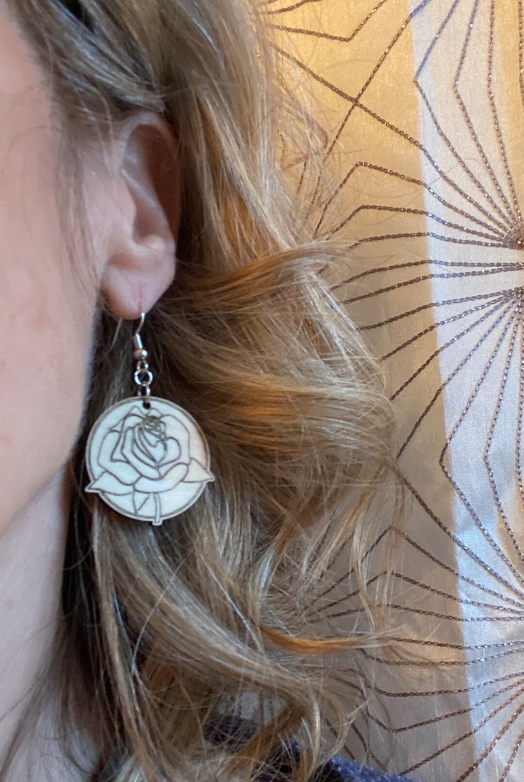 Grateful Dead Rose Earrings Laser Cut and Engraved Wood - Etsy