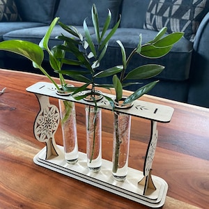 Plant Propagation Station Freestanding 3 tube Digital download SVG DXF Glowforge Lightburn Laser cut file Plant & Flower Lover 3 Vessel Vase