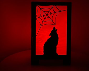 Halloween Luminary Digital Download SVG DXF Glowforge Laser Cut File Wooden Halloween Luminary  Decor Witch Wolf Bat Cat Cauldron Raven