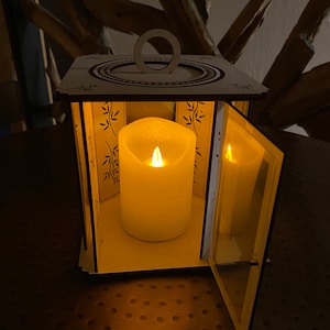 Zen Lantern Digital Download Laser cut file Bamboo Design Wood Lantern for LED Pillar Candle Holder Gift Lightburn ready SVG DXF LBRN2