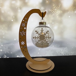Ornament displaystandaard Instant download Lightburn Ready lasergesneden en gegraveerde bestanden LBRN2 SVG DXF kerstsneeuwvlokken