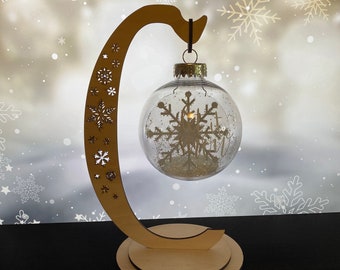 Snowflake Ornament Display Stand -Laser Cut CNC File: SVG DXF LBRN2 (Digital Download))