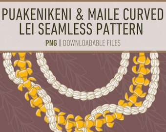 Puakenikeni & Pikake Curved Seamless Pattern | PNG | T-Shirts | Bags | Flowers Floral Hawaii Tropical