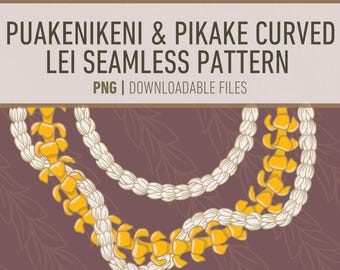 Puakenikeni & Pikake Curved Seamless Pattern | PNG | T-Shirts | Bags | Flowers Floral Hawaii Tropical