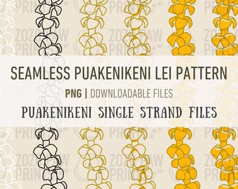 Seamless Puakenikeni Patterns PNG | Puakenikeni Single Strand Patterns | Flowers Floral Hawaii Tropical