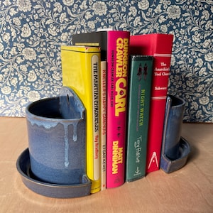 Blue Two Tone Wall Hanging - Book End Planter PAIR