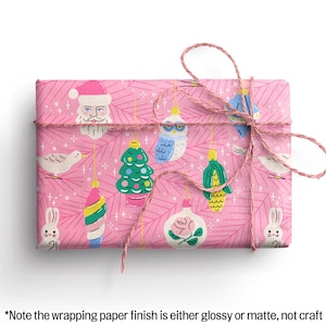 Christmas Wrapping Paper Pink Christmas Recyclable Wrapping Paper Cute Wrapping Paper Sheets Christmas Ornament Christmas Gift Wrap Roll