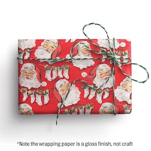 Vintage Christmas Wrapping Paper, Santa Wrapping Paper, Recyclable Wrapping Paper, Cute Wrapping Paper, Retro Wrapping Paper