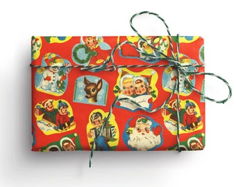 Vintage Christmas Wrapping Paper, Recyclable Wrapping Paper, Cute Wrapping Paper, Retro Christmas, Christmas Wrapping Paper Sheets, Kitsch