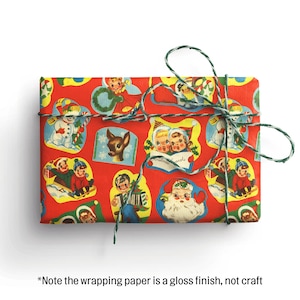 Carta da regalo natalizia vintage, carta da regalo riciclabile, carta da regalo carina, Natale retrò, fogli di carta da regalo natalizia, Kitsch