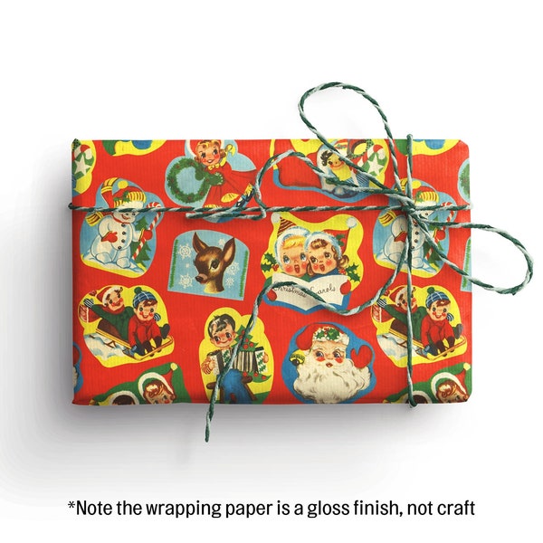 Vintage Christmas Wrapping Paper, Recyclable Wrapping Paper, Cute Wrapping Paper, Retro Christmas, Christmas Wrapping Paper Sheets, Kitsch