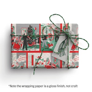 Vintage Christmas Wrapping Paper, Recyclable Wrapping Paper, Cute Wrapping Paper, Retro Christmas, Retro Wrapping Paper, Kitschy, Family