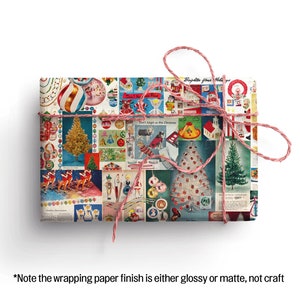 Carta da regalo natalizia, Catalogo natalizio, Natale vintage, Confezione regalo, Carta da regalo riciclabile, Fogli di carta da regalo natalizia