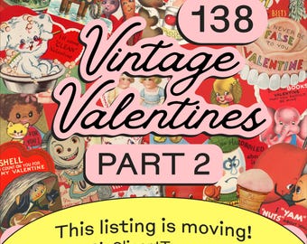 138 Vintage Valentine Cards: Anthropomorphic Clipart (Digital Download)