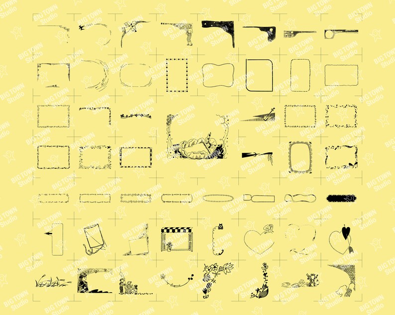 another page showing about 50 of the borders and frames