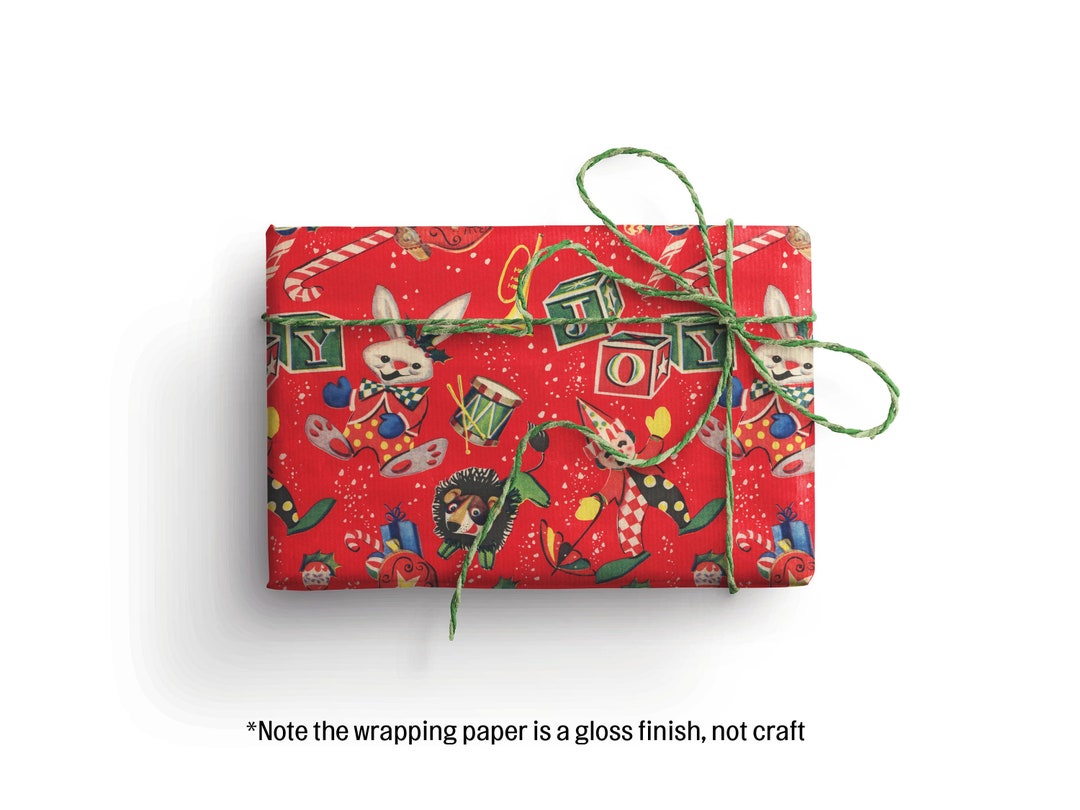 Vintage Christmas Wrapping Paper, Recyclable Wrapping Paper, Cute