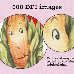 A closeup shot of the image quality. It says that each card can be blown up to twice its original size.