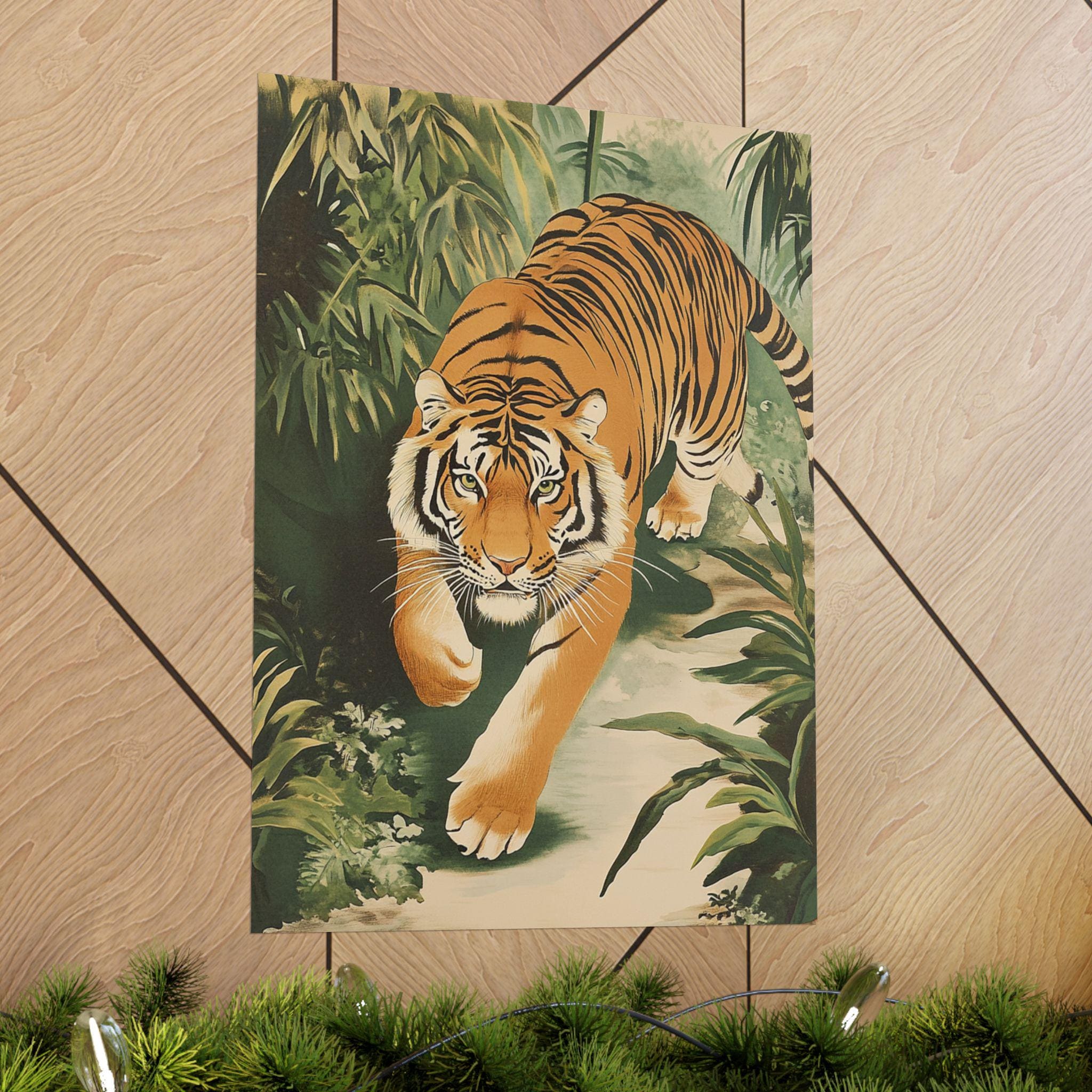 Vintage Tiger Poster, Vertical Wall Art, Matte Print Decor, Minimalist ...