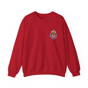 Chivas Guadalajara Logo Graphic Sweatshirt, Retro Chivas Guadalajara Sweater Cherry Red