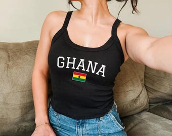 Ghana Spaghetti Strap Tank Top - Ghana Merch