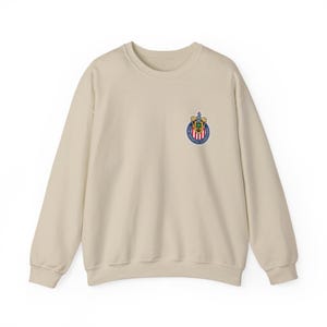 Chivas Guadalajara Logo Graphic Sweatshirt, Retro Chivas Guadalajara Sweater Sand