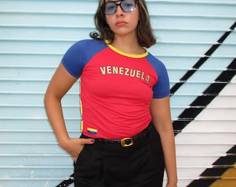 Embroidered Venezuela Baby Tee, Y2K Crop Top