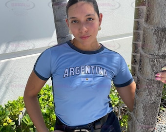 Argentina Y2K Baby Tee, World Cup Tops